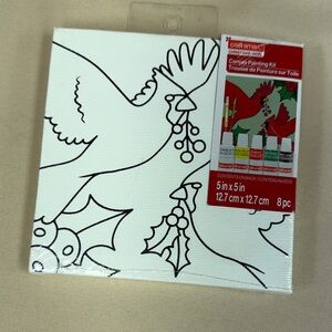 Craft Smart Christmas Canvas Painting Kit Cardinal Bird 5 Inch x 5 Inch 8 pieces